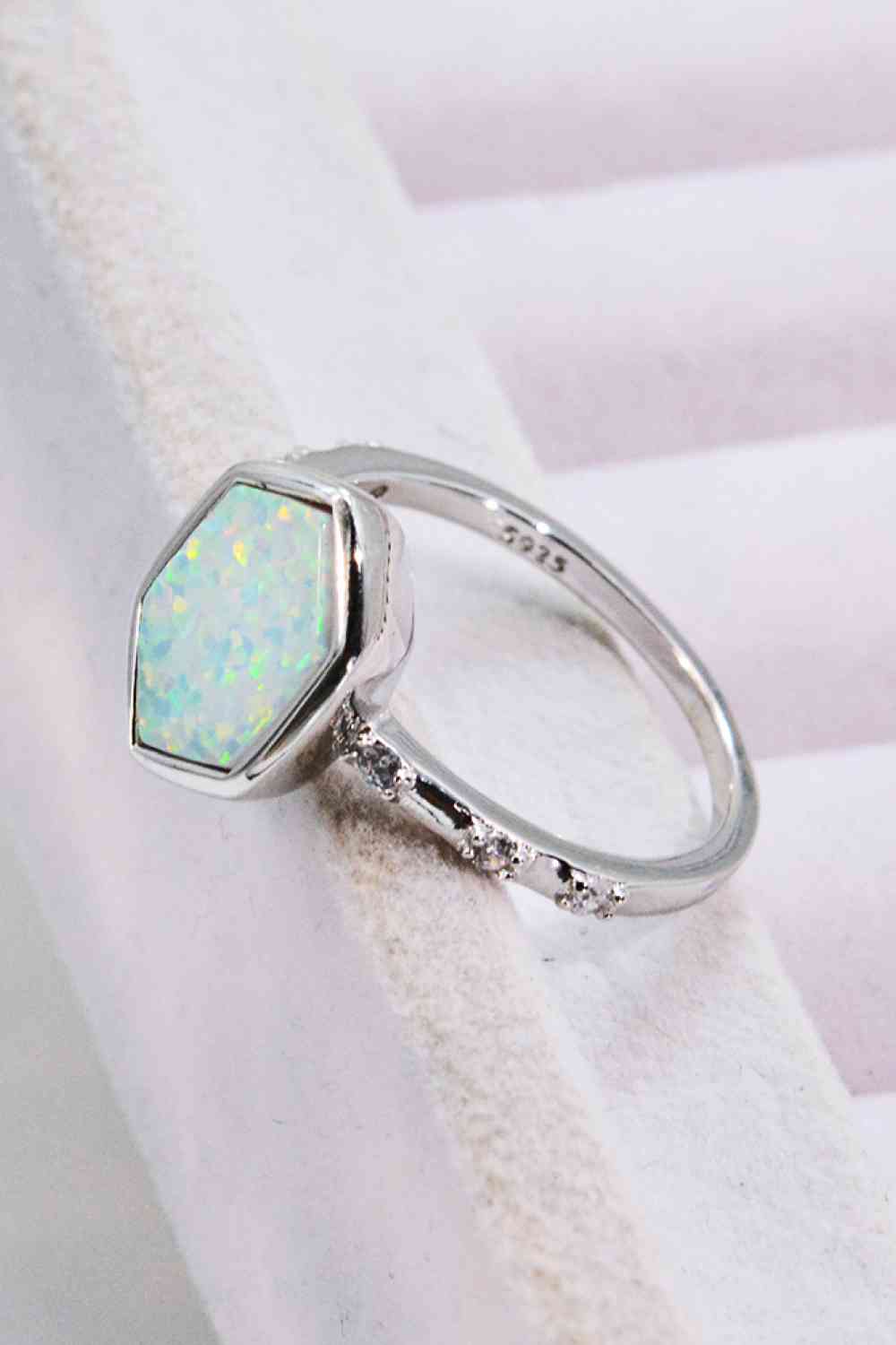 Opal Hexagon Sterling Silver Ring - Follower Of Faith Apparel