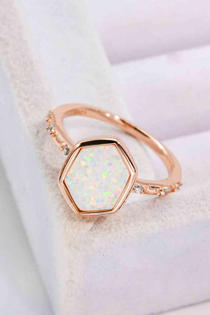 Opal Hexagon Sterling Silver Ring - Follower Of Faith Apparel