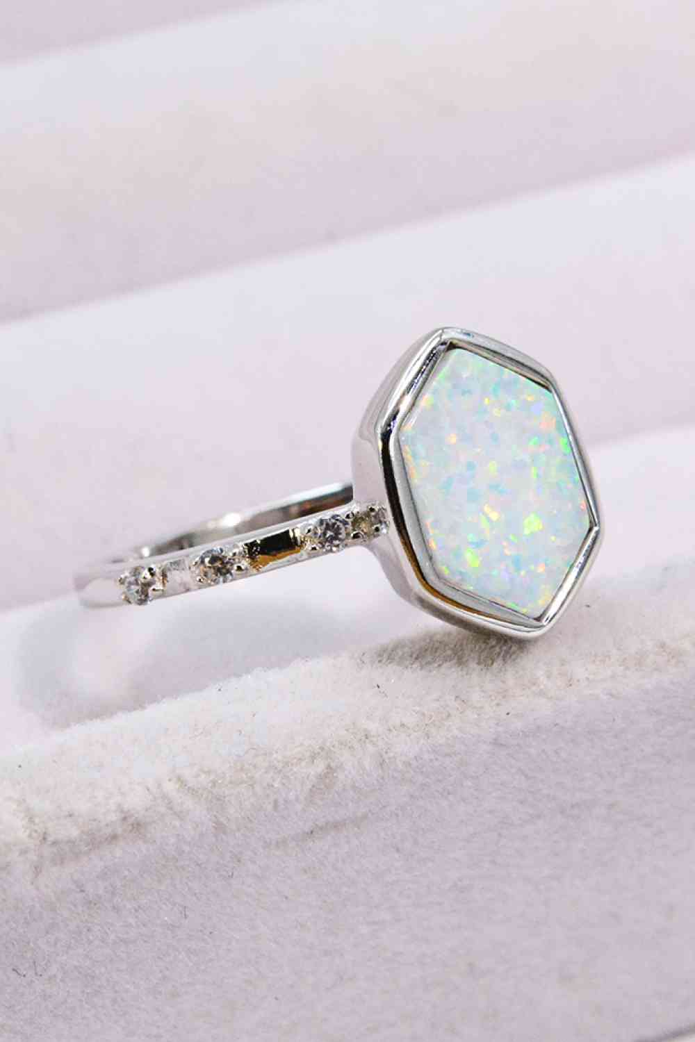 Opal Hexagon Sterling Silver Ring - Follower Of Faith Apparel