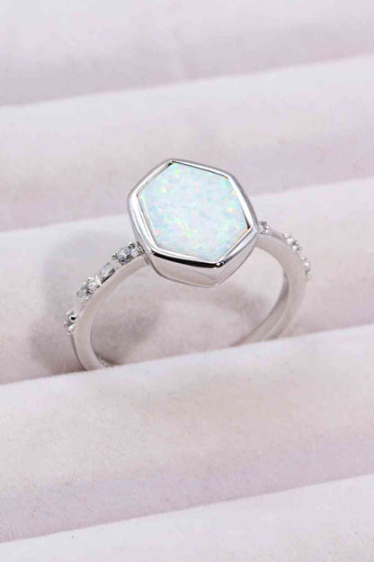 Opal Hexagon Sterling Silver Ring - Follower Of Faith Apparel