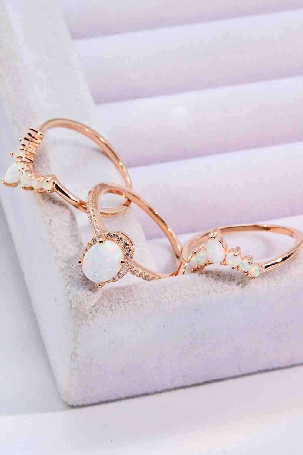 Opal Three-Piece Ring Set - Follower Of Faith Apparel