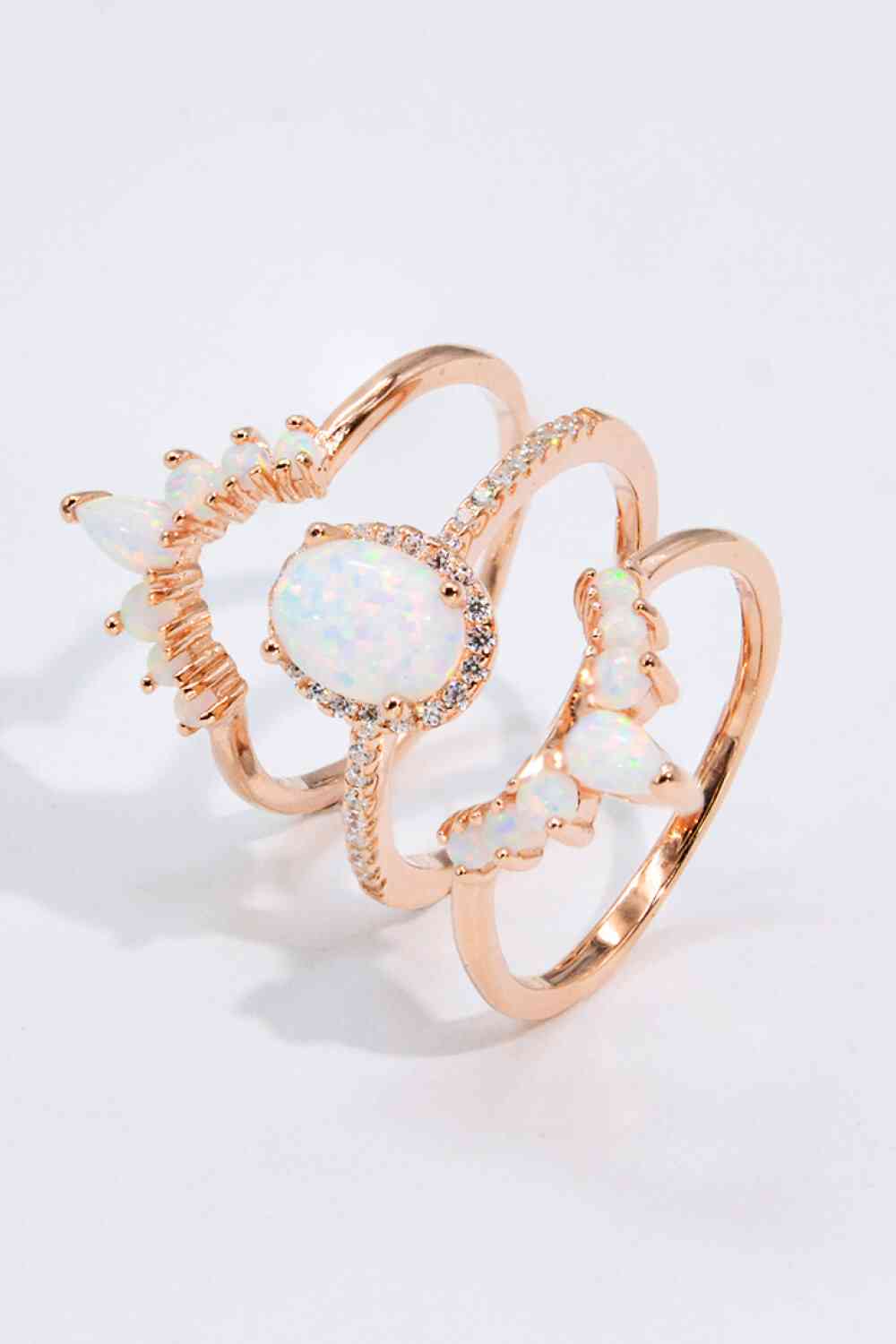 Opal Three-Piece Ring Set - Follower Of Faith Apparel