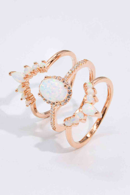 Opal Three-Piece Ring Set - Follower Of Faith Apparel