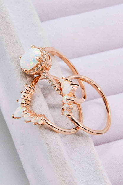 Opal Three-Piece Ring Set - Follower Of Faith Apparel