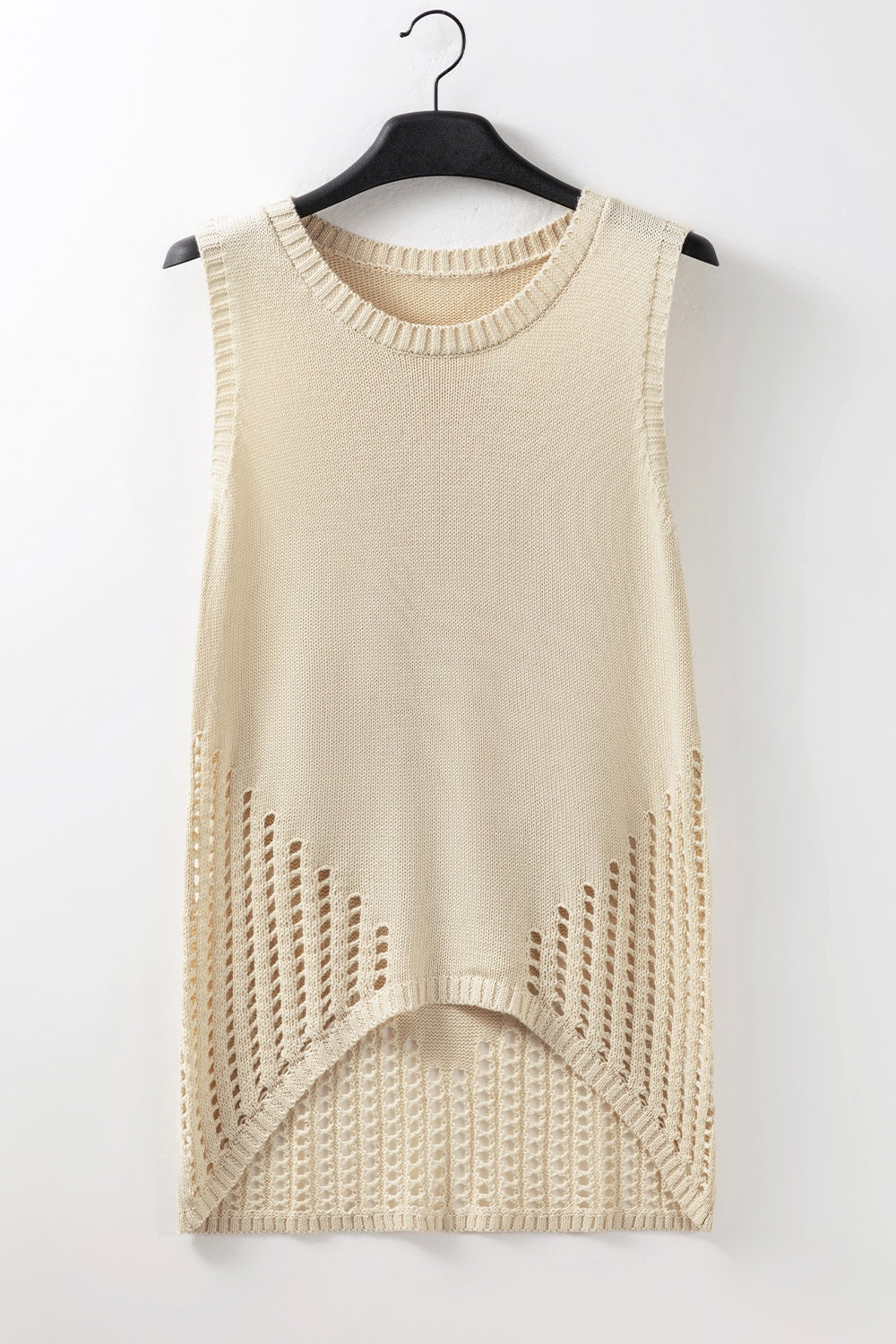 Openwork Knit Vest Ladies Tank Top - Premium Ladies Tank Top -  Follower Of Faith Apparel Boho knit tank top, Cream knit tank, Knit tank top, Openwork knit vest tank top, Ship From Overseas, SYNZ, Womens chic tank top, Womens summer clothing, Womens summer tops Shop our Christian T-Shirts & Apparel