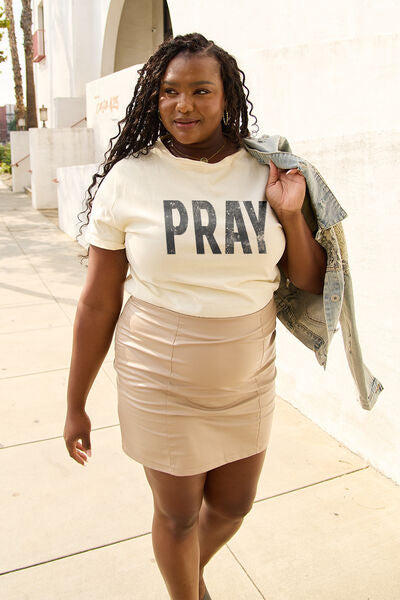 PRAY Ladies T-Shirt - Premium Ladies T-Shirt -  Follower Of Faith Apparel ladies Short sleeve, ladies Short Sleeve t shirt, ladies Short Sleeve tee, ladies short sleeve tees, new arrival, new arrivals, Pray shirt, Pray t shirt, Ship From Overseas, Simply Love Shop our Christian T-Shirts & Apparel