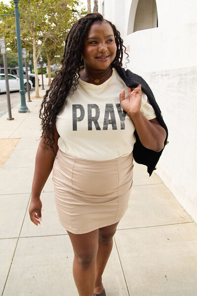 PRAY Ladies T-Shirt - Premium Ladies T-Shirt -  Follower Of Faith Apparel ladies Short sleeve, ladies Short Sleeve t shirt, ladies Short Sleeve tee, ladies short sleeve tees, new arrival, new arrivals, Pray shirt, Pray t shirt, Ship From Overseas, Simply Love Shop our Christian T-Shirts & Apparel