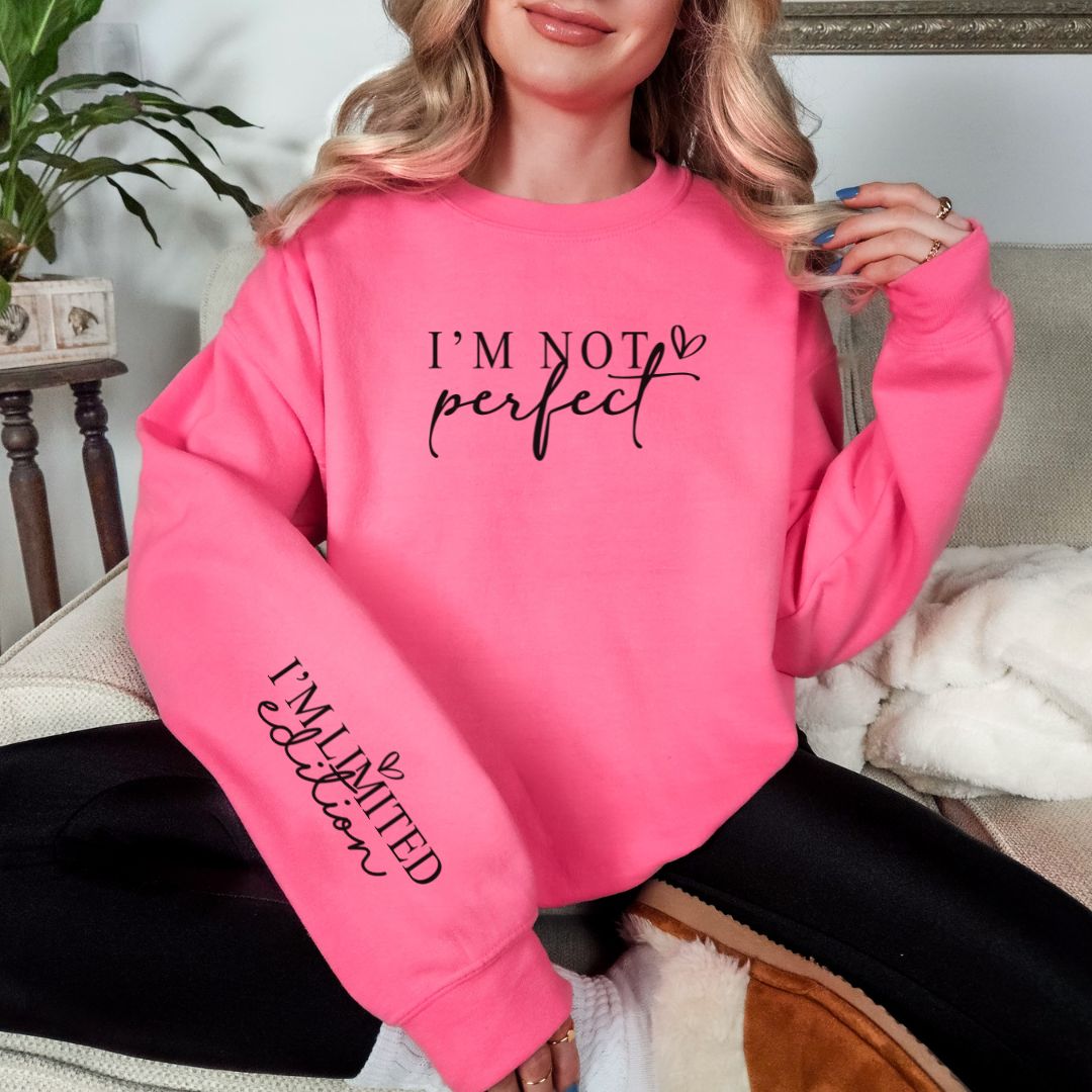 PREORDER: I'm Not Perfect Ladies Sweatshirt (3 Colors ) - Premium Ladies Sweatshirt -  Follower Of Faith Apparel 1XL, 2XL, 3XL, Ave Marketplace, Closed Preorder, L/XL, ladies Christian apparel, Ladies Christian sweatshirt, Ladies sweatshirt, new arrival, new arrivals, P1-31-2024, Preorder, S/M, Tops, XS/S Shop our Christian T-Shirts & Apparel