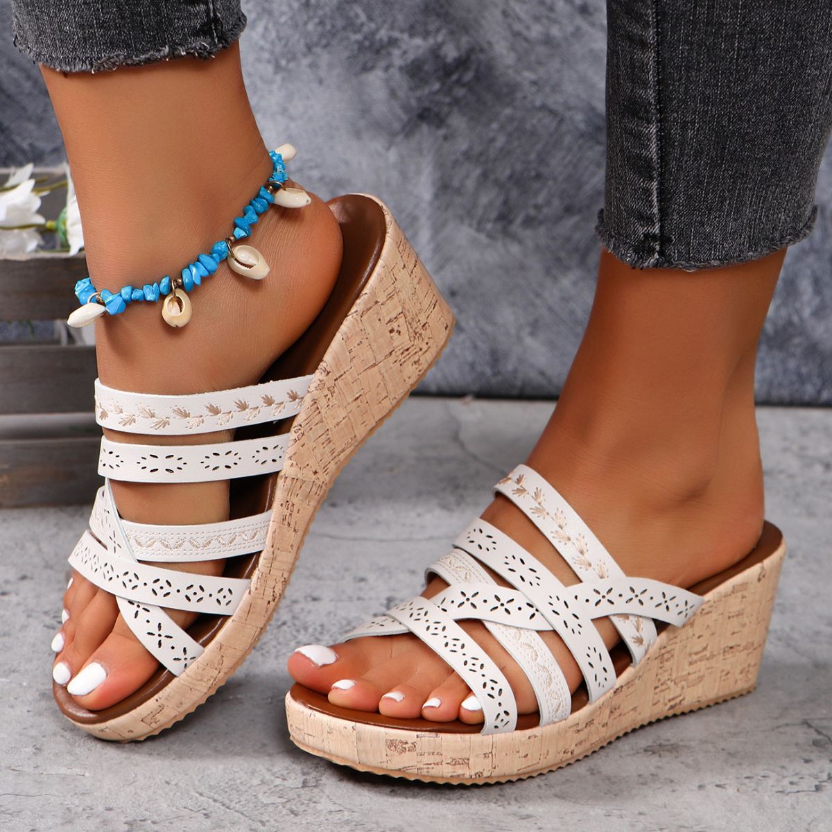 PU Leather Crisscross Wedge Sandals (3 colors) - Premium Shoes -  Follower Of Faith Apparel black, Brown, colors, crisscross, HUGE Sale, Ladies summer sandles, leather, new arrival, new arrivals, Sale, sandals, Ship From Overseas, Summer sandles, Summer sandles for women, wedge, White, Womens sandals, Womens shoes, Womens summer shoes, Y.M.X.Y Shop our Christian T-Shirts & Apparel