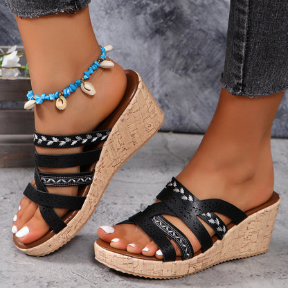 PU Leather Crisscross Wedge Sandals (3 colors) - Premium Shoes -  Follower Of Faith Apparel black, Brown, colors, crisscross, HUGE Sale, Ladies summer sandles, leather, new arrival, new arrivals, Sale, sandals, Ship From Overseas, Summer sandles, Summer sandles for women, wedge, White, Womens sandals, Womens shoes, Womens summer shoes, Y.M.X.Y Shop our Christian T-Shirts & Apparel