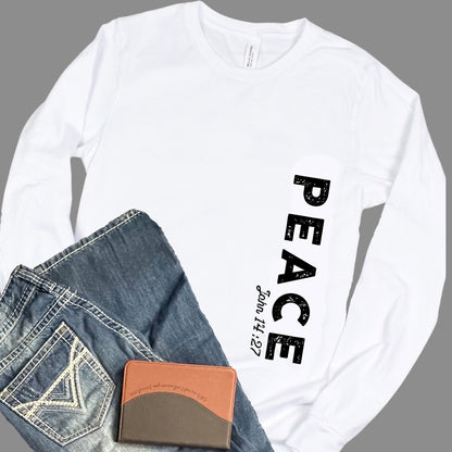 Peace Men’s Long Sleeve Tee - Premium Men's Long-sleeve -  Follower Of Faith ApparelChristian clothes for guys, Christian tees for men, Crew neck, Long Sleeves, Mens long sleeve tee, new, Peace long sleeve tee, Regular fit, Unisex Shop our Christian T-Shirts & Apparel