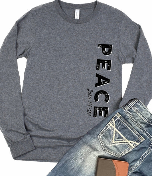 Peace Men’s Long Sleeve Tee - Premium Men's Long-sleeve -  Follower Of Faith ApparelChristian clothes for guys, Christian tees for men, Crew neck, Long Sleeves, Mens long sleeve tee, new, Peace long sleeve tee, Regular fit, Unisex Shop our Christian T-Shirts & Apparel