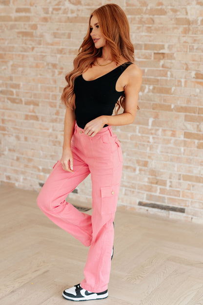 Peggy High Rise Cargo Straight Jeans in Pink - Premium Denim -  Follower Of Faith Apparel 0/24, 1/25, 11/30, 13/31, 14W, 15/32, 16W, 18W, 2-22-2024, 2-27-2024, 2-7-2024, 20W, 22W, 24W, 3/26, 5-22-2024, 5/27, 6-24-2024, 7/28, 8-26-2024, 88837, 9/29, Bottoms, Denim, flatrate, JB2-7-2024, JBAvailableNow, JBFlashSept24, Judy Blue, Krychele Shop our Christian T-Shirts & Apparel