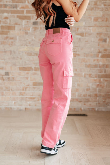 Peggy High Rise Cargo Straight Jeans in Pink - Premium Denim -  Follower Of Faith Apparel 0/24, 1/25, 11/30, 13/31, 14W, 15/32, 16W, 18W, 2-22-2024, 2-27-2024, 2-7-2024, 20W, 22W, 24W, 3/26, 5-22-2024, 5/27, 6-24-2024, 7/28, 8-26-2024, 88837, 9/29, Bottoms, Denim, flatrate, JB2-7-2024, JBAvailableNow, JBFlashSept24, Judy Blue, Krychele Shop our Christian T-Shirts & Apparel