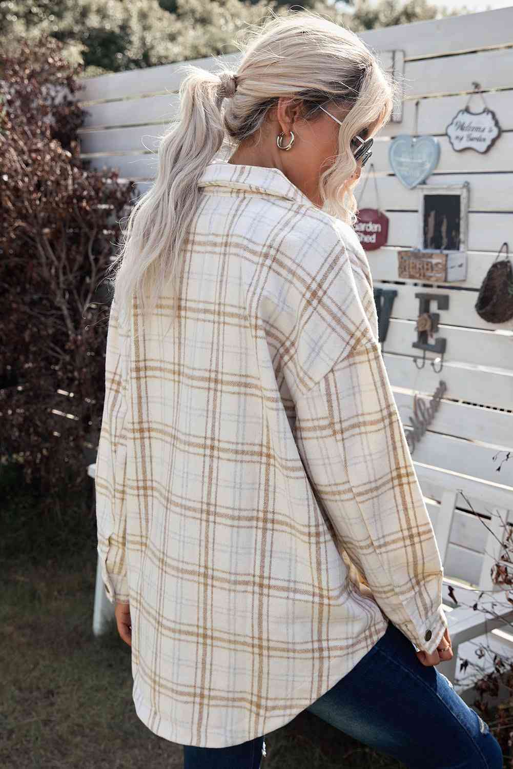 Plaid Curved Hem Dropped Shoulder Longline Shirt Jacket - Premium Jacket -  Follower Of Faith Apparel Jacket, Plaid jacket, Ship From Overseas, SYNZ Shop our Christian T-Shirts & Apparel