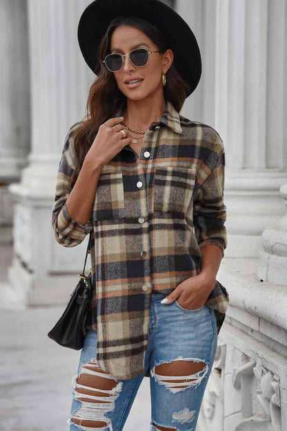 Plaid Curved Hem Dropped Shoulder Longline Shirt Jacket - Premium Jacket -  Follower Of Faith Apparel Jacket, Plaid jacket, Ship From Overseas, SYNZ Shop our Christian T-Shirts & Apparel