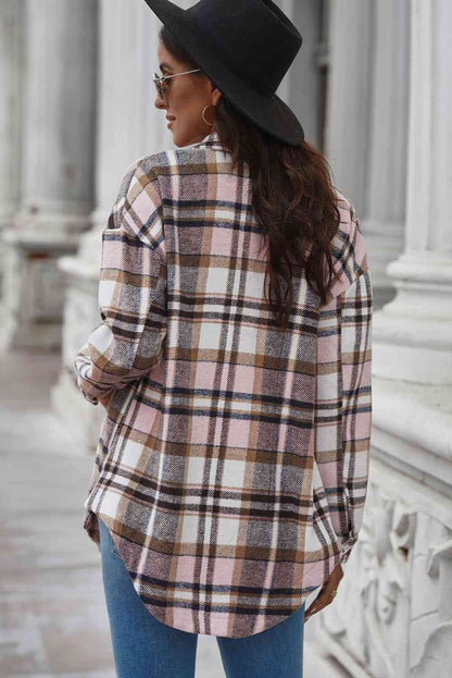 Plaid Curved Hem Dropped Shoulder Longline Shirt Jacket - Premium Jacket -  Follower Of Faith Apparel Jacket, Plaid jacket, Ship From Overseas, SYNZ Shop our Christian T-Shirts & Apparel