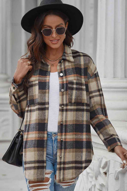 Plaid Curved Hem Dropped Shoulder Longline Shirt Jacket - Premium Jacket -  Follower Of Faith Apparel Jacket, Plaid jacket, Ship From Overseas, SYNZ Shop our Christian T-Shirts & Apparel