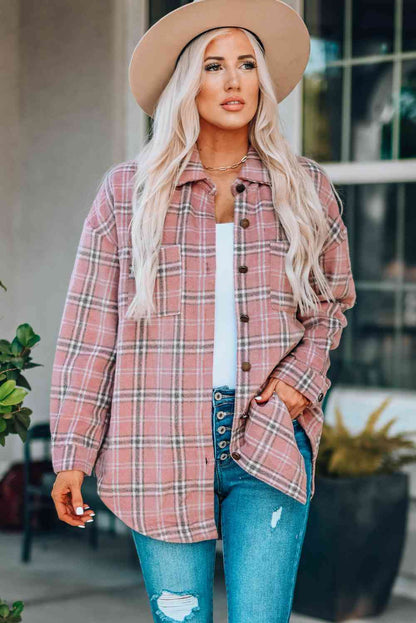 Plaid Curved Hem Dropped Shoulder Longline Shirt Jacket - Premium Jacket -  Follower Of Faith Apparel Jacket, Plaid jacket, Ship From Overseas, SYNZ Shop our Christian T-Shirts & Apparel