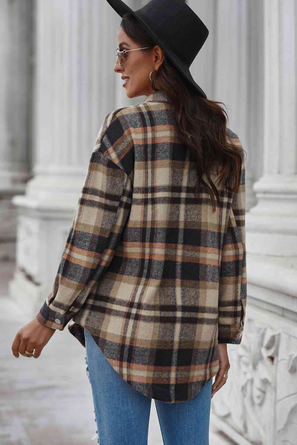 Plaid Curved Hem Dropped Shoulder Longline Shirt Jacket - Premium Jacket -  Follower Of Faith Apparel Jacket, Plaid jacket, Ship From Overseas, SYNZ Shop our Christian T-Shirts & Apparel