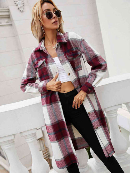 Plaid Longline Shirt Jacket - Premium Jacket -  Follower Of Faith Apparel Jacket, Ship From Overseas, Y&BL Shop our Christian T-Shirts & Apparel