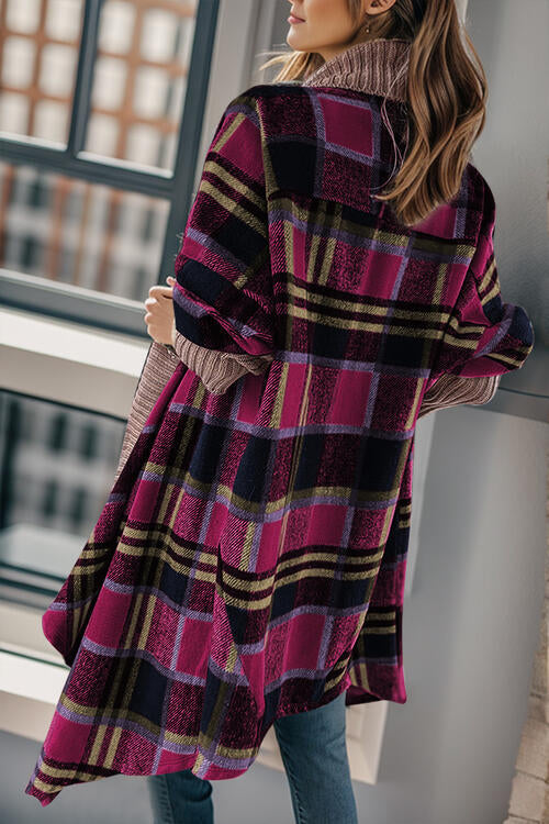 Plaid Open Front Long Sleeve Cardigan - Premium Cardigan -  Follower Of Faith Apparel Cardigan, Open front cardigan, Plaid cardigan, Ship From Overseas, SYNZ Shop our Christian T-Shirts & Apparel