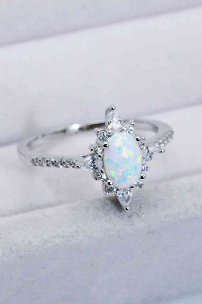 Platinum-Plated Opal & Zircon Ring - Follower Of Faith Apparel