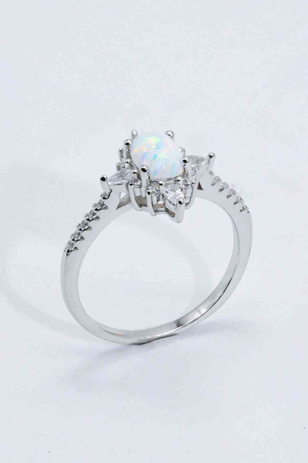 Platinum-Plated Opal & Zircon Ring - Follower Of Faith Apparel