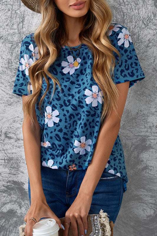 Printed Leopard Floral Ladies T-Shirt - Premium Ladies T-Shirt -  Follower Of Faith Apparel Ladies leopard tee, leopard floral, Leopard tee, new arrival, new arrivals, Sale, Ship From Overseas, SYNZ, womens apparel, Womens t shirt, Womens top Shop our Christian T-Shirts & Apparel