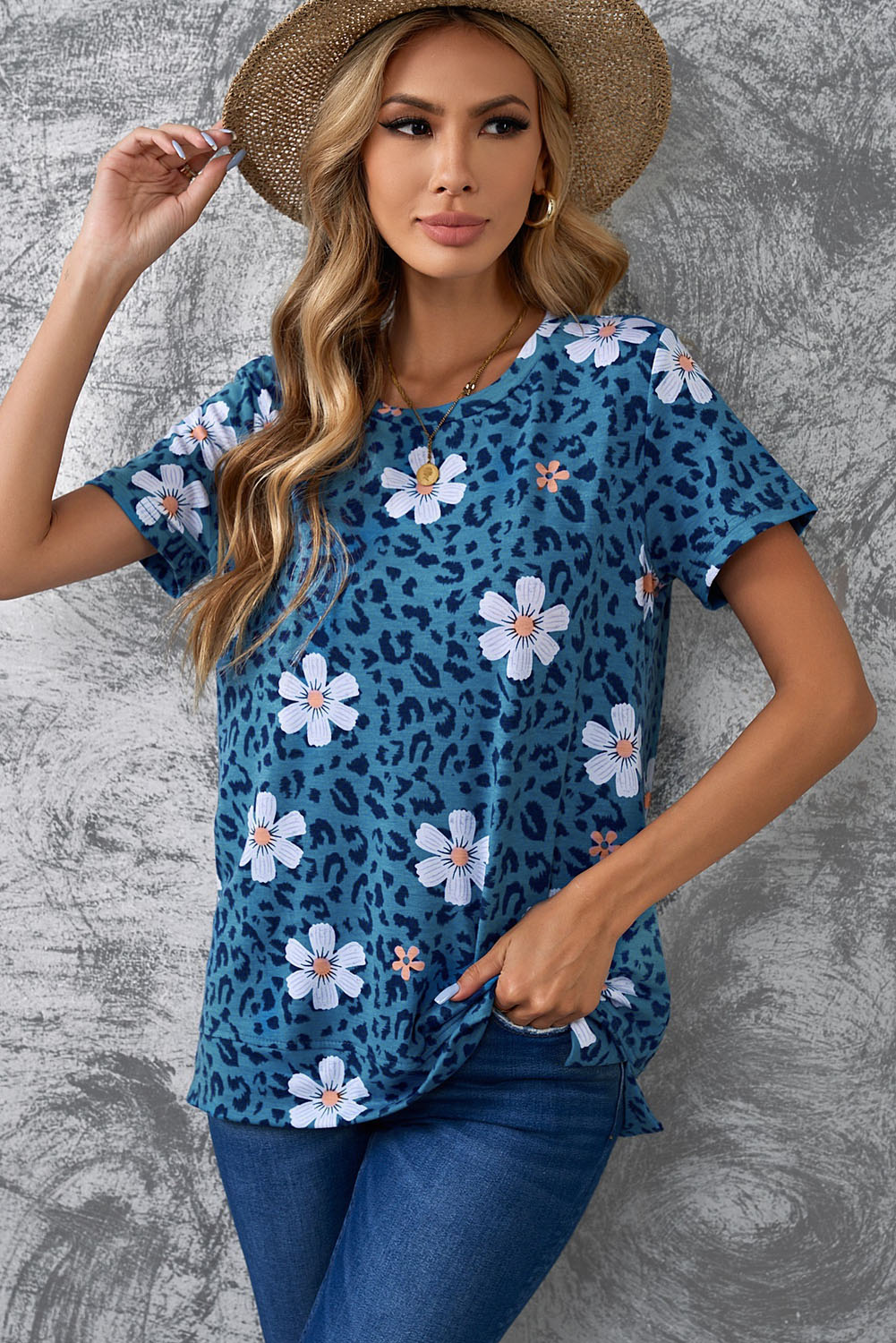 Printed Leopard Floral Ladies T-Shirt - Premium Ladies T-Shirt -  Follower Of Faith Apparel Ladies leopard tee, leopard floral, Leopard tee, new arrival, new arrivals, Sale, Ship From Overseas, SYNZ, womens apparel, Womens t shirt, Womens top Shop our Christian T-Shirts & Apparel