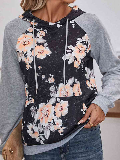 Printed Raglan Sleeve Hoodie - Premium Hoodie -  Follower Of Faith Apparel Flowered Hoodie, Hoodie with drawstring, Hoodies, Hundredth, ladies hoodie, Ship From Overseas, Womens hoodie Shop our Christian T-Shirts & Apparel