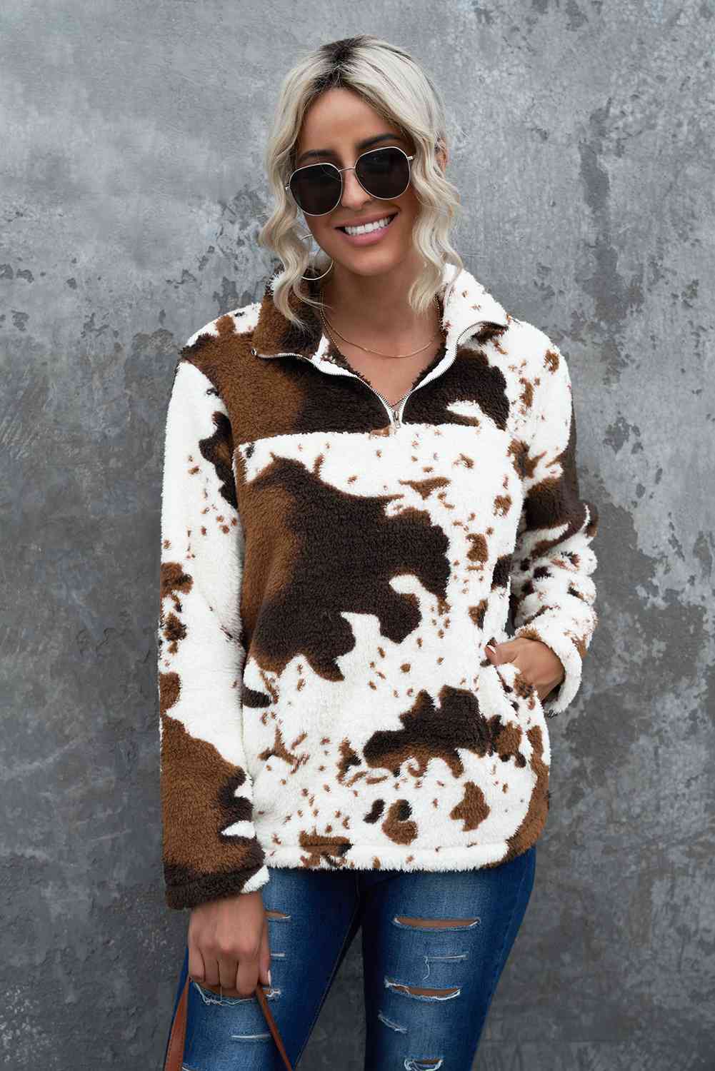 Quarter-Zip Long Sleeve Teddy Sweatshirt - Premium Hoodie -  Follower Of Faith Apparel Animal print hoodie, Hoodie with drawstring, Hoodies, Ladies and gentlemen New York vacay tee, Leopard hoodie, Long hoodie, new, new arrival, new arrivals, Ship From Overseas, SYNZ Shop our Christian T-Shirts & Apparel