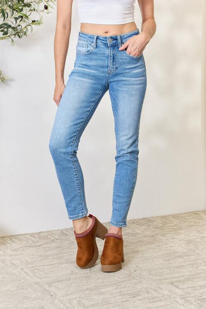 RISEN Full Size Mid Rise Skinny Jeans - Premium Jeans -  Follower Of Faith Apparel Midrise risen jeans, new, new arrival, RISEN, Risen jeans, Ship from USA, Skinny jeans Shop our Christian T-Shirts & Apparel