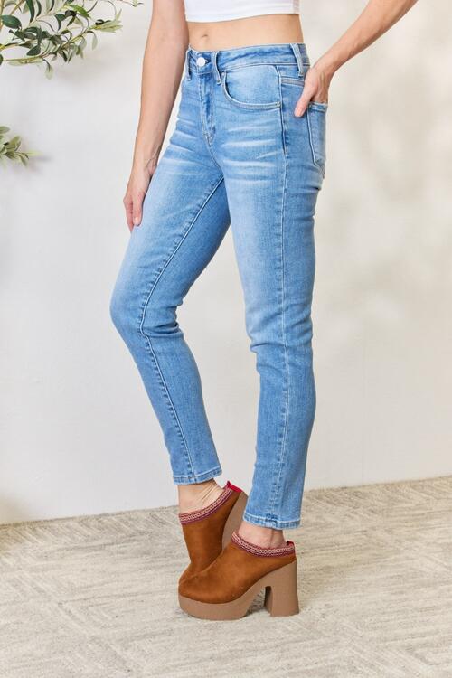 RISEN Full Size Mid Rise Skinny Jeans - Premium Jeans -  Follower Of Faith Apparel Midrise risen jeans, new, new arrival, RISEN, Risen jeans, Ship from USA, Skinny jeans Shop our Christian T-Shirts & Apparel