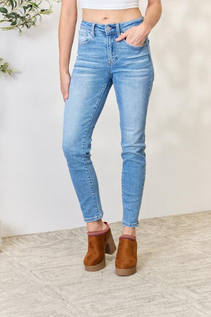 RISEN Full Size Mid Rise Skinny Jeans - Premium Jeans -  Follower Of Faith Apparel Midrise risen jeans, new, new arrival, RISEN, Risen jeans, Ship from USA, Skinny jeans Shop our Christian T-Shirts & Apparel