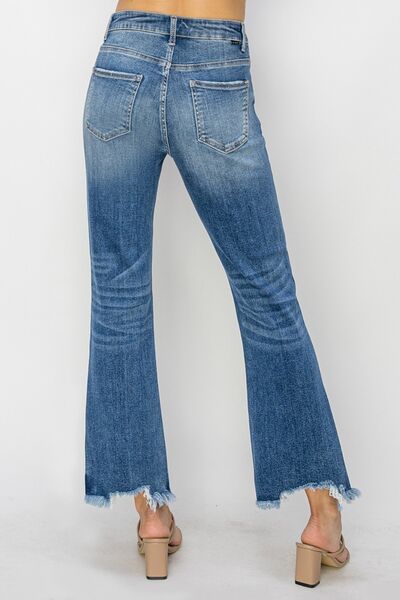 RISEN High Waist Raw Hem Flare Jeans - Premium Ladies jeans -  Follower Of Faith Apparel Fast delivery, fast shipping, Flare jeans, new, new arrival, new arrivals, RISEN, Risen flare jeans, Risen high waist flare jeans, Risen high waist raw hem shorts, Risen high waist wide leg, risen jeans, Risen raw hem jeans, Sale, Ship from USA Shop our Christian T-Shirts & Apparel