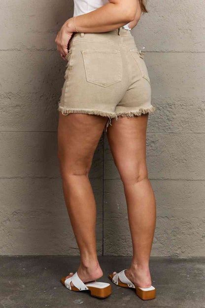 RISEN Katie High Waisted Distressed Ladies Shorts - Follower Of Faith Apparel