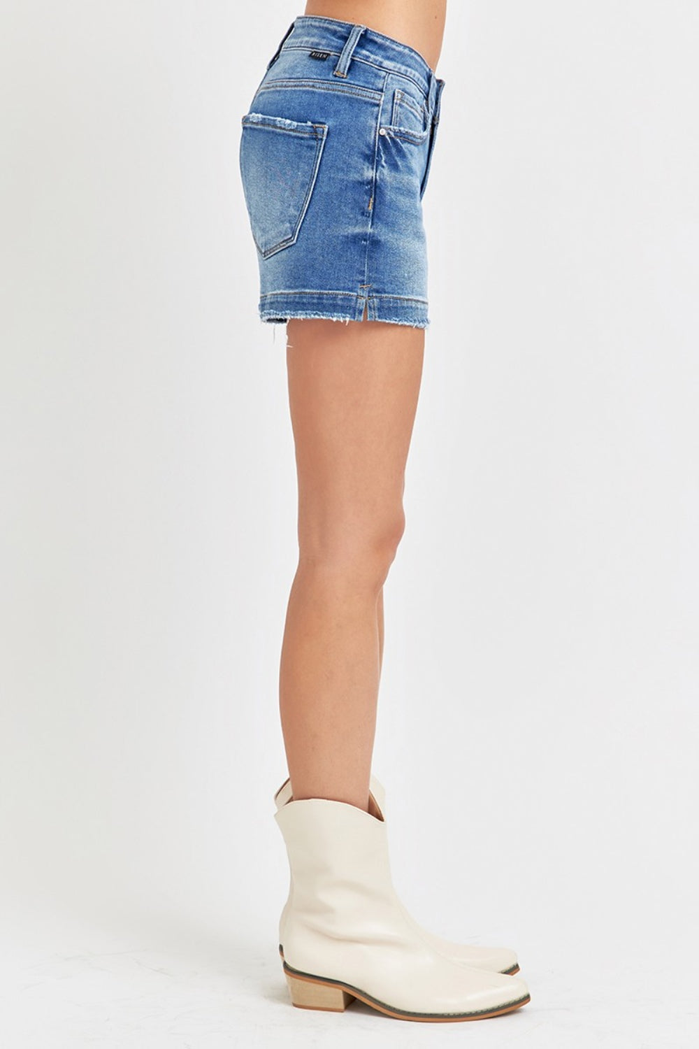 RISEN Low Rise Slit Denim Shorts - Premium Ladies shorts -  Follower Of Faith Apparel Best shorts ever!, Low rise Shorts, new arrival, new arrivals, RISEN, Risen denim shorts, Risen low rise shorts, Risen slit shorts, Sale, Ship from USA, Taylor swift Shop our Christian T-Shirts & Apparel