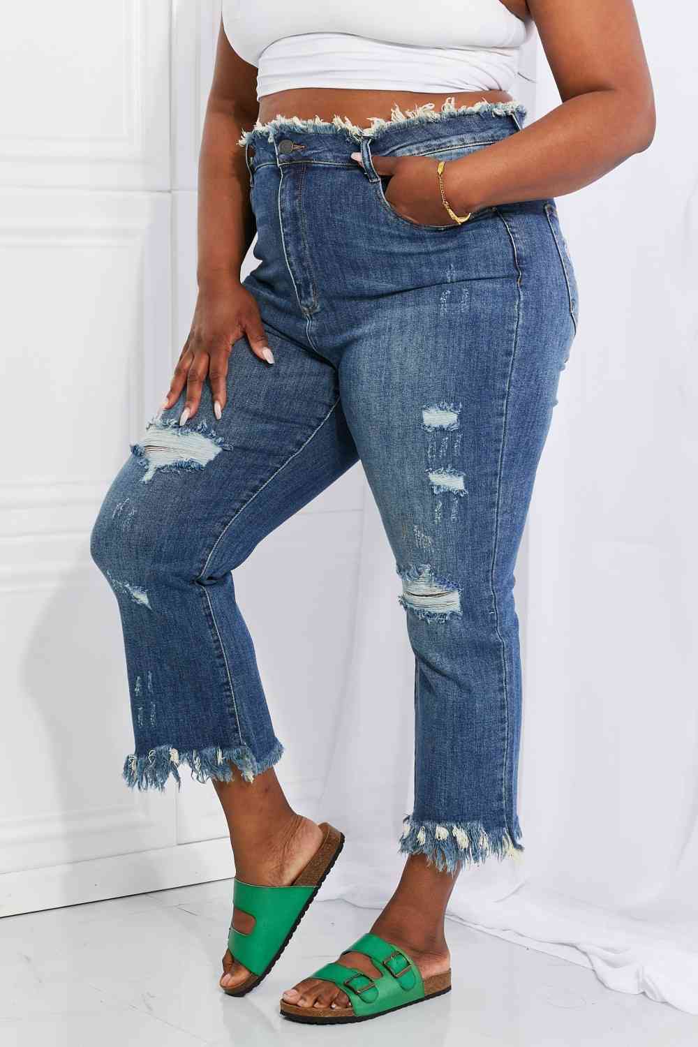 RISEN Undone Chic Straight Leg Jeans - Follower Of Faith Apparel