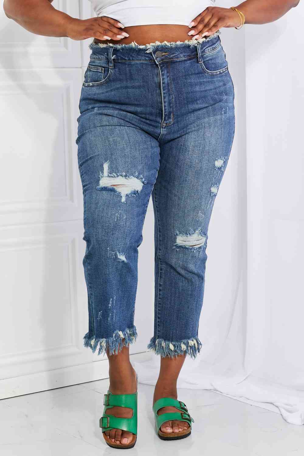 RISEN Undone Chic Straight Leg Jeans - Follower Of Faith Apparel