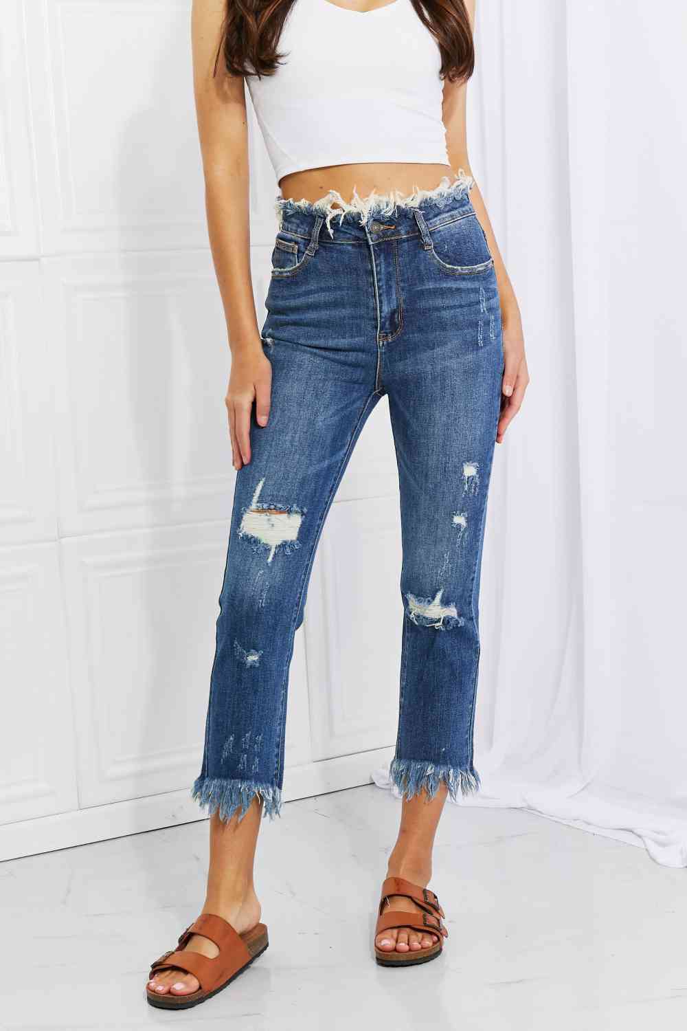 RISEN Undone Chic Straight Leg Jeans - Follower Of Faith Apparel