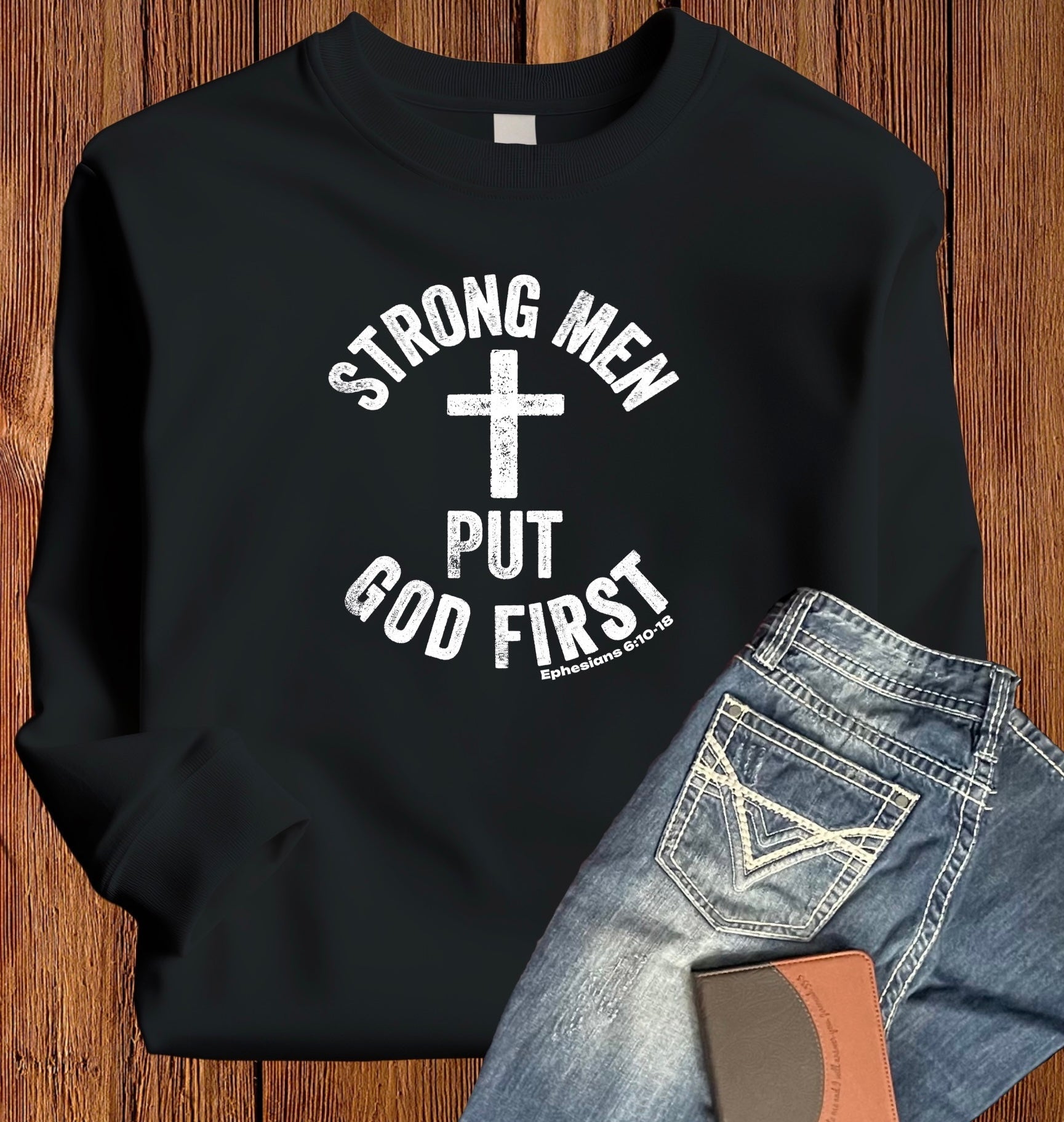 Real Men Put God First Men’s Sweatshirt - Premium Men's Sweatshirt -  Follower Of Faith ApparelBest seller mens, Crew neck, DTG, Men's Clothing, Men’s sweatshirt, New, Real men put god first, Regular fit, Sweatshirts, Unisex, Valentine's Day Picks, Women's Clothing Shop our Christian T-Shirts & Apparel