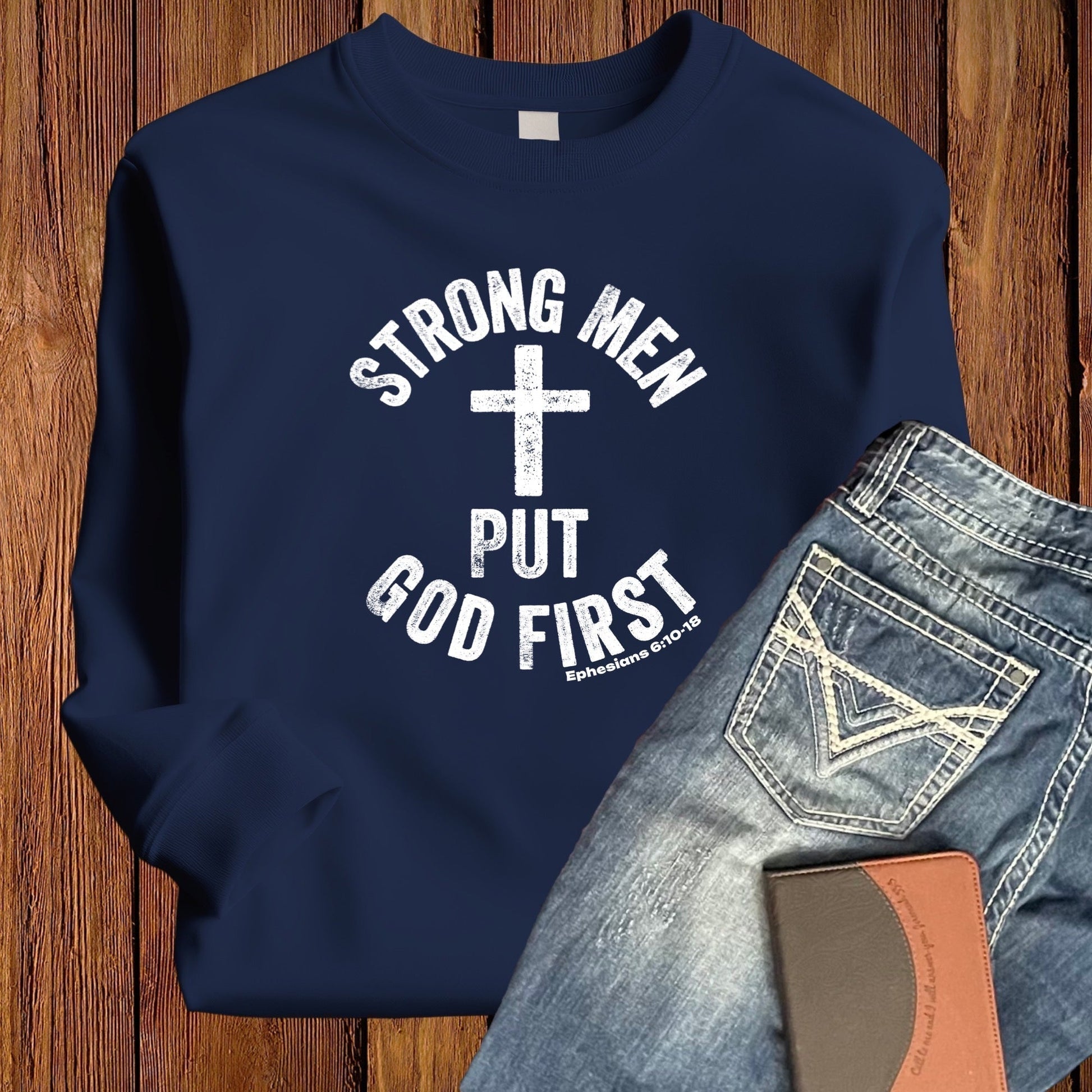 Real Men Put God First Men’s Sweatshirt - Premium Men's Sweatshirt -  Follower Of Faith ApparelBest seller mens, Crew neck, DTG, Men's Clothing, Men’s sweatshirt, New, Real men put god first, Regular fit, Sweatshirts, Unisex, Valentine's Day Picks, Women's Clothing Shop our Christian T-Shirts & Apparel