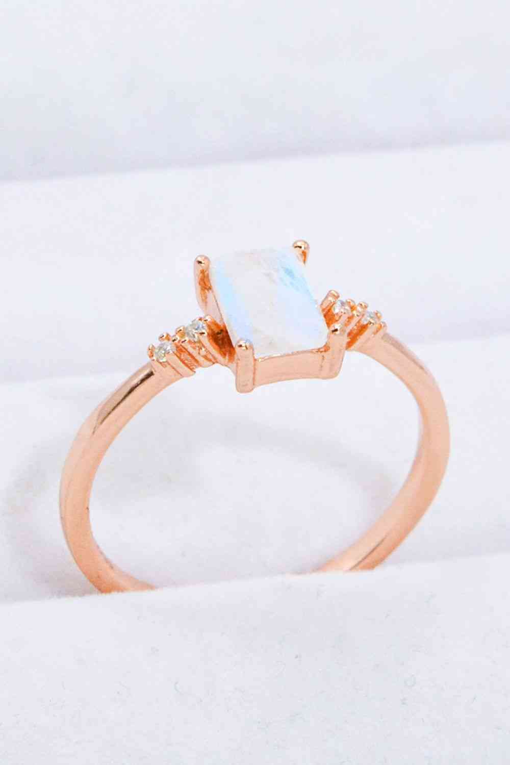 Rectangular Natural Moonstone Ring - Follower Of Faith Apparel