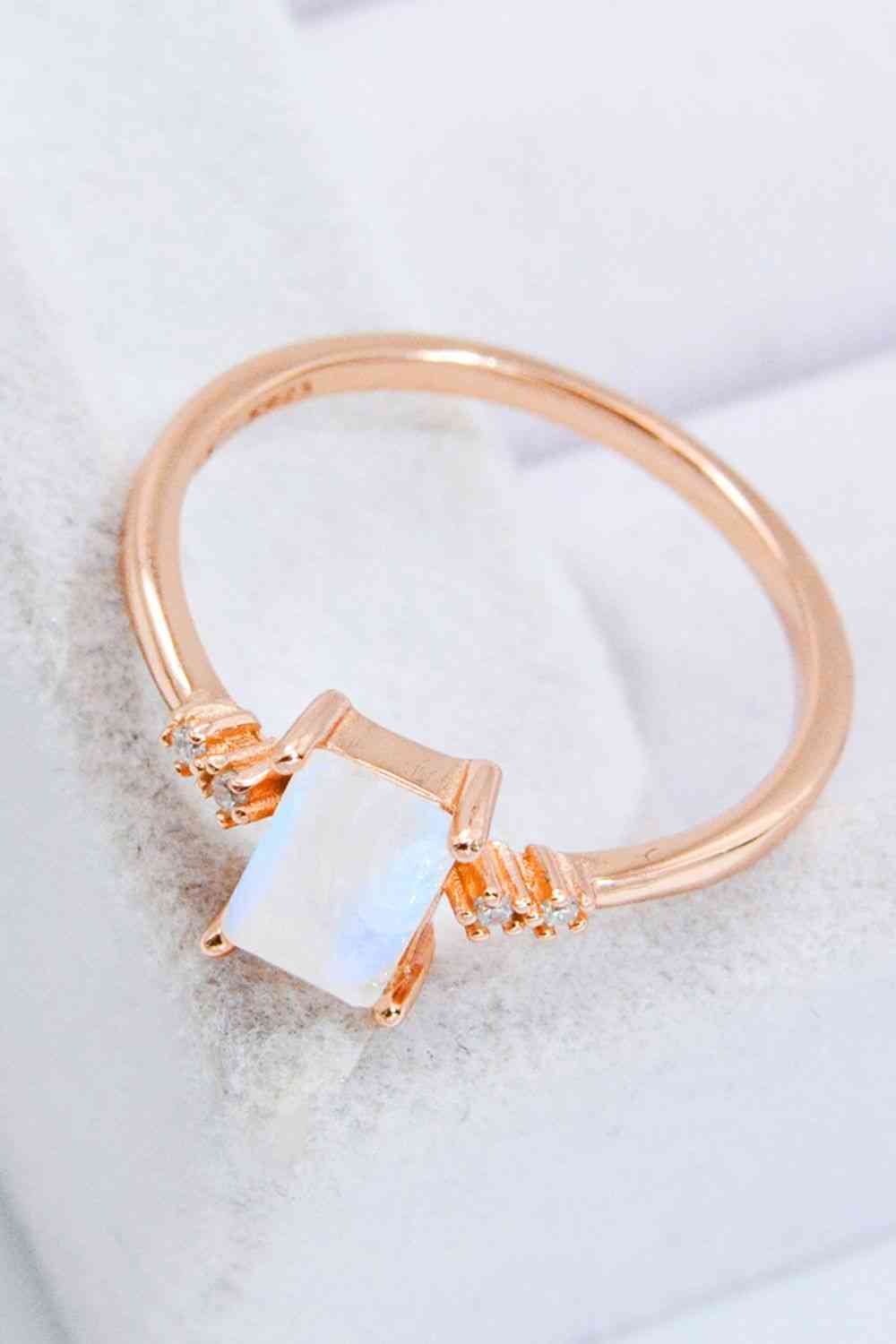 Rectangular Natural Moonstone Ring - Follower Of Faith Apparel