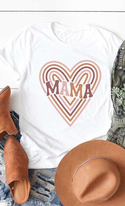 Retro Mama Heart Graphic Tee - Premium Ladies T-Shirt -  Follower Of Faith Apparel Graphic T-shirts, MAMA, Mama apparel, Mom t shirts, mom tees, new arrival, new arrivals, Retro mom tee, T-shirts for mom Shop our Christian T-Shirts & Apparel