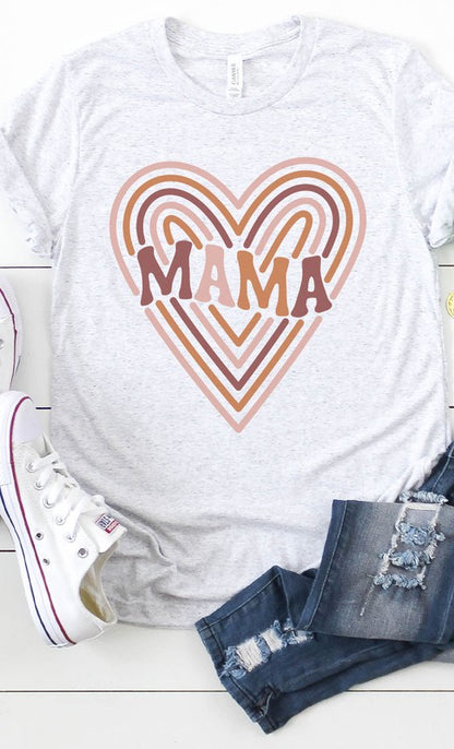 Retro Mama Heart Graphic Tee - Premium Ladies T-Shirt -  Follower Of Faith Apparel Graphic T-shirts, MAMA, Mama apparel, Mom t shirts, mom tees, new arrival, new arrivals, Retro mom tee, T-shirts for mom Shop our Christian T-Shirts & Apparel