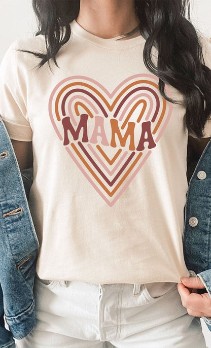 Retro Mama Heart Graphic Tee - Premium Ladies T-Shirt -  Follower Of Faith Apparel Graphic T-shirts, MAMA, Mama apparel, Mom t shirts, mom tees, new arrival, new arrivals, Retro mom tee, T-shirts for mom Shop our Christian T-Shirts & Apparel