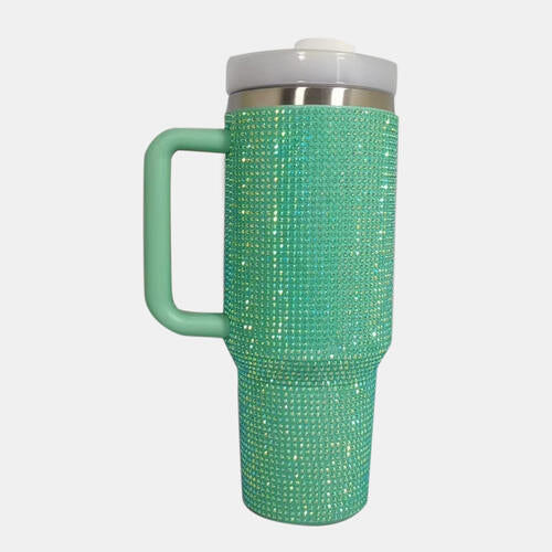 Rhinestone Stainless Steel Tumbler with Straw - Premium Tumblers -  Follower Of Faith Apparel40oz tumblers, Accessories, drink, drinkware, G.Y., large tumbler with handle, popular TikTok tumbler, rhinestone 40 oz tumbler, rhinestone stainless steel tumblers, Ship from USA, stainless steel tumblers, TikTok tumbler, tumbler, tumblers with handle, tumblers with handle and straw Shop our Christian T-Shirts & Apparel