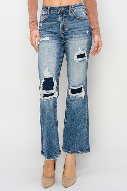 Risen Amelia High Rise Distressed Ankle Flare Jeans - Premium Ladies jeans -  Follower Of Faith Apparel RISEN, Ship from USA Shop our Christian T-Shirts & Apparel